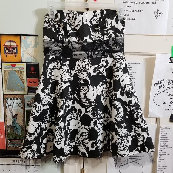 Wet Seal dress Small floral print strapless tulle embellished mini formal - Picture 1 of 14